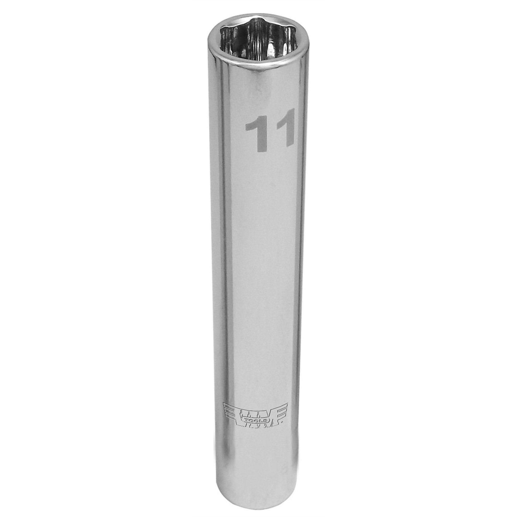 VIM Tools Extra Deep Metric Socket — 11mm, 1/4in. Square Drive, Chrome Vanadium, Model# VIMEDM411